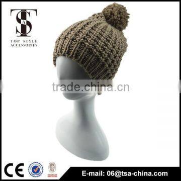 Custom high quality 3d embroidery logo beanie with pom pom