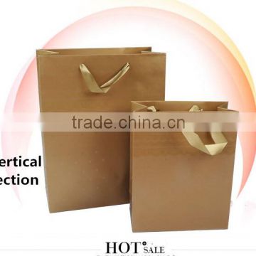 Wholesale Custom Golden Paper Bag UV Handle Gift Paper Bag Top-grade Shopping Paper Bag