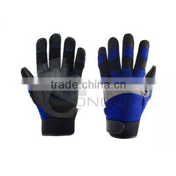 Blue Mechanic Work Gloves with Reflective Strip