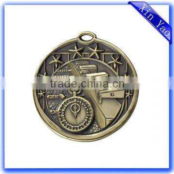 Promotional custom advertising zinc alloy round antique medal