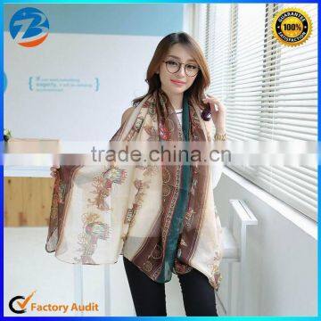 Cheap Fashion Multi Printed Designs Long Voile Scarf for Lady