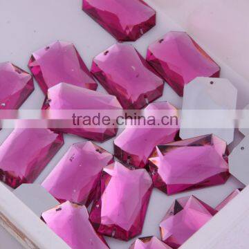 Clear Face Wholesale Big Size 20x30mm Rectangle Sew On Acrylic Stones With Double Holes Plastic Stones With Holes