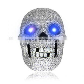 novelty cord telephone diamond rhinestone skull style silver