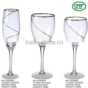 factory supplying wine glass with gold swirl