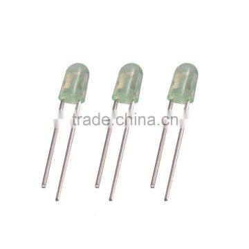 3mm green oval tht led water clear lens