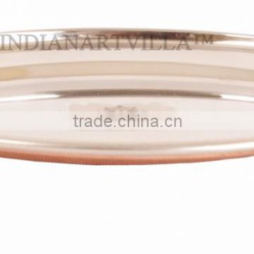 IndianArtVilla Steel Copper Oval Serving Plate for Dinner Restaurant Hotel Home Kitchen Dinning Gift item Tableware