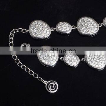 White Gold Plated Clear Zircon Office Lady Style USD Bracelet photo-3