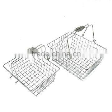 Convenient Double Handles Square Chromed Cosmetic Metal Shopping Basket