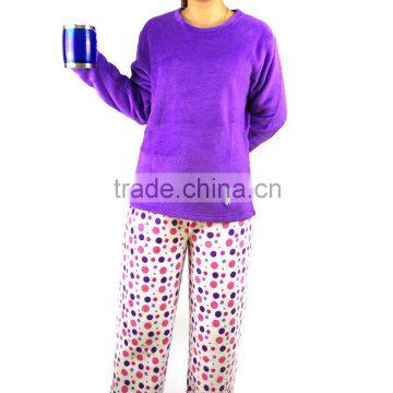 Kevince coral fleece pyjamas colorful dots print knitting woman clothing nightwear homewear sleepwear MOQ 1000sets