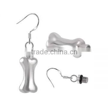 SRE8020 Fashionable Jewelry Blank Bone Shape Stainless Steel Pet Cremation Earring Memorial Keepsakes