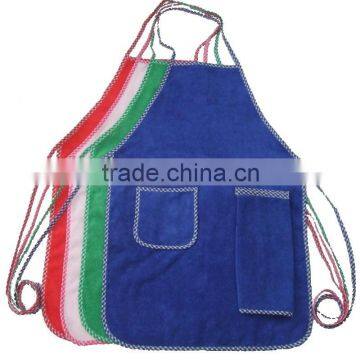 solid color long and waist apron with check border microfiber bib apron