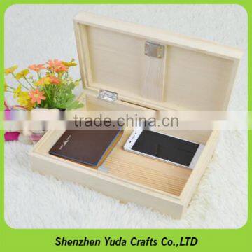 Locking daily supplies display case wooden storage box solid wood container