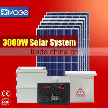 Moge 3000w high configuration solar panel kits for home grid system battery for sale