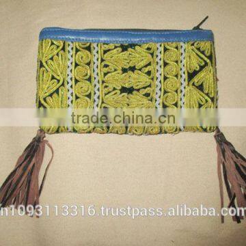 Vintage Banjara Clutch Bag Gypsy Banjara Clutch Purse Tribal Embroidered Leatherfringe small Clutch Bag Handmade Purse