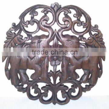Teak Wood Wall Thailand Elephant Handmade