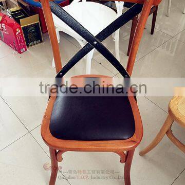 PU Seat PU Cross Back Wood Chair