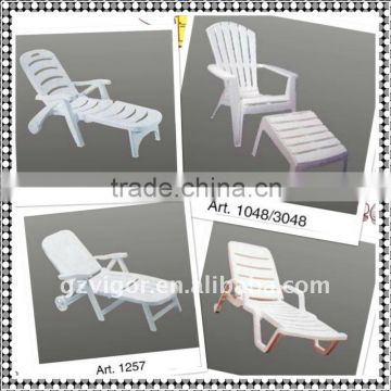 PP plastic sun lounge white chair beach chair