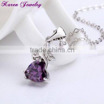 Fashion Heart Purple Crystal Platinum Plated Pendant Necklace Collar Choker Necklace Women Fashion Necklaces for Women 2014 photo-6