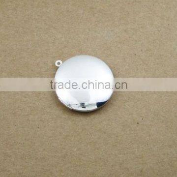 20mm silver plated brass round blank photo locket pendant charm DIY jewelry supplies 1112005