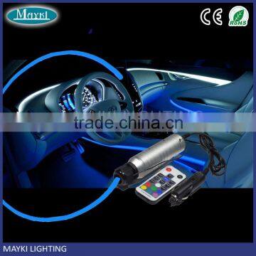 LED car lights for roof and ambient decoration using with side emitting fibre and RGB light engine