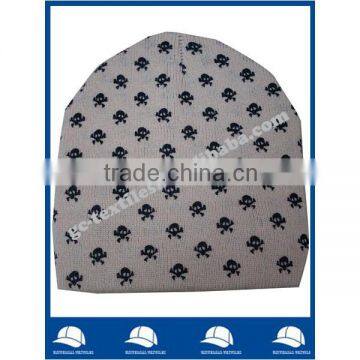 full-jacquard pattern custom knitted skull beanie hat