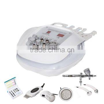 Skin exfoliating ultrasound probe+diamond microdermabrasion+skin scrubber+cold hammer+photon light therapy+water oxygen spray