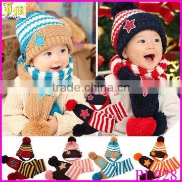 Fashion Lovely New Winter Children Skullies & Beanies Scarf Hat Set Baby Boys Girls Knitted kids Hats & Caps