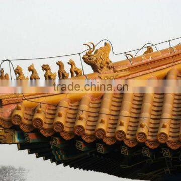 Chinese hotel golden yellow roof tiles building contractors