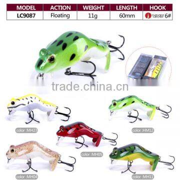 11g 60mm VMC hook floating frog lure