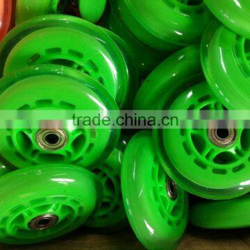 4 inch green color pu caster wheel transparent type