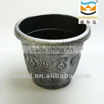 hand scrubber silver plastic pot, garden plastic plants