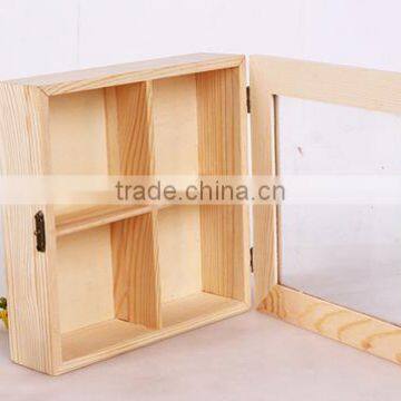Recycled Wooden Tea Storage Box With Clear Glass Lid photo-6
