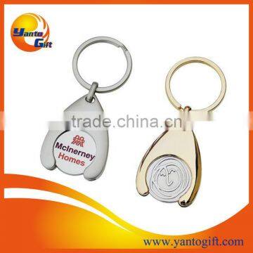 Metal coin holder keychain with custom logo