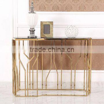 Special Model OEM Design Black Marble Top Console Table With Golden Stainless Steel Base For Home Use