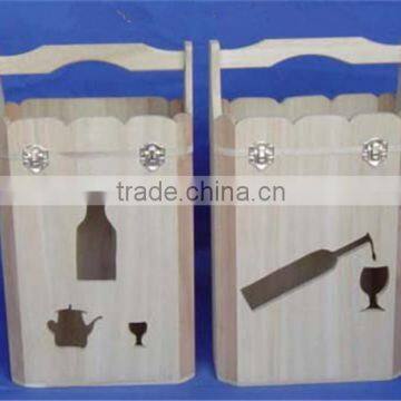 Natural Unfinished Decorative 2 Bottle Wooden Wine Gift Box Wholesale photo-3