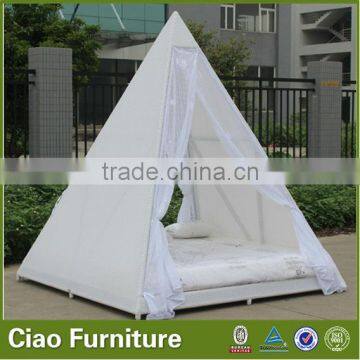 2014 New Hot Sale Foshan Outdoor Fueniture Camping All Weather Rattan Daybed With Canopy