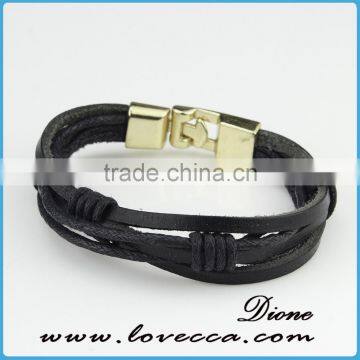 New Design Handmade Men Long Braided Genuine Leather Bracelet photo-3