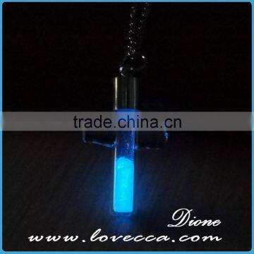 Best Friend Gift Cross Glowing Jewelry Glass Pendant Necklace ,Glow in the Dark Pendant Luminous Neckalce photo-4