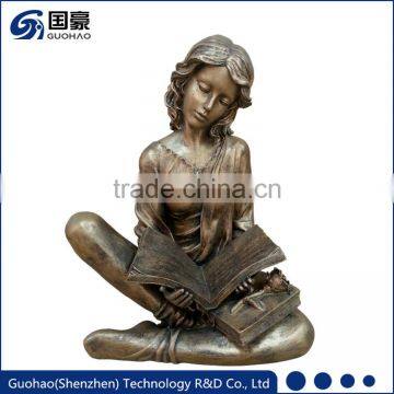 Life Size Bronze Girl Reading Statue Sculpture Decoration