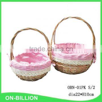 Cheap handmade cute wicker handle basket for gfit