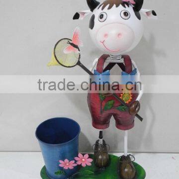 Low price metal cow planter for home garden ornament