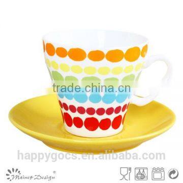 high quality dot decal new bone china cup and saucer