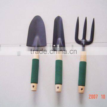 3pcs wood handle garden trowel set,soft PVC grip