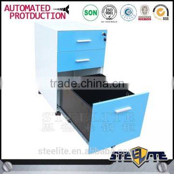 China Waterproof File Storage Cabinet Blue 3 Drawer Mobile Pedestal Cabinet in Stock photo-3