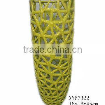 Ceramic pierced flower vase in green