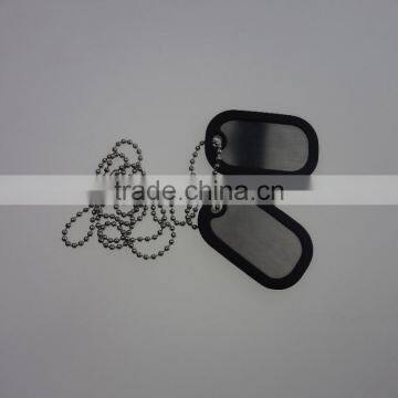 AP01-79 Fashion Stainless Steel Dog Tag With Rubber Edge and Metal Ball Chain, 2PCS Metal Tag photo-2