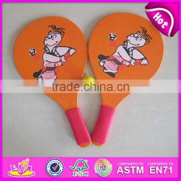 2015 Customized Useful Funny Wooden Beach Racket,Wooden Beach Tennis Racket Beach Racket,Wooden Beach Racket With Ball W01A093 photo-4