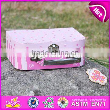 2017 new design lovely pink kids wooden toy box W08C171