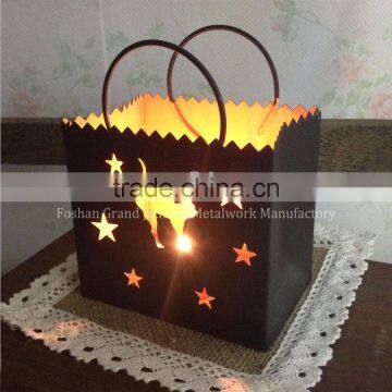 halloween lantern hollow out metal lantern candle holders mini lantern decorative