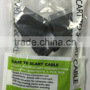 Scart to scart cable for all scart-scart connections including composite, S-VHS, RGB